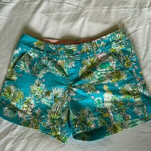 Lilly Pulitzer Originals Jungle Glam Toile Blue Pink Callahan Shorts 0 Womens